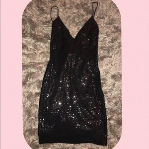 Black Sequin Form-Fitting Mini Dress